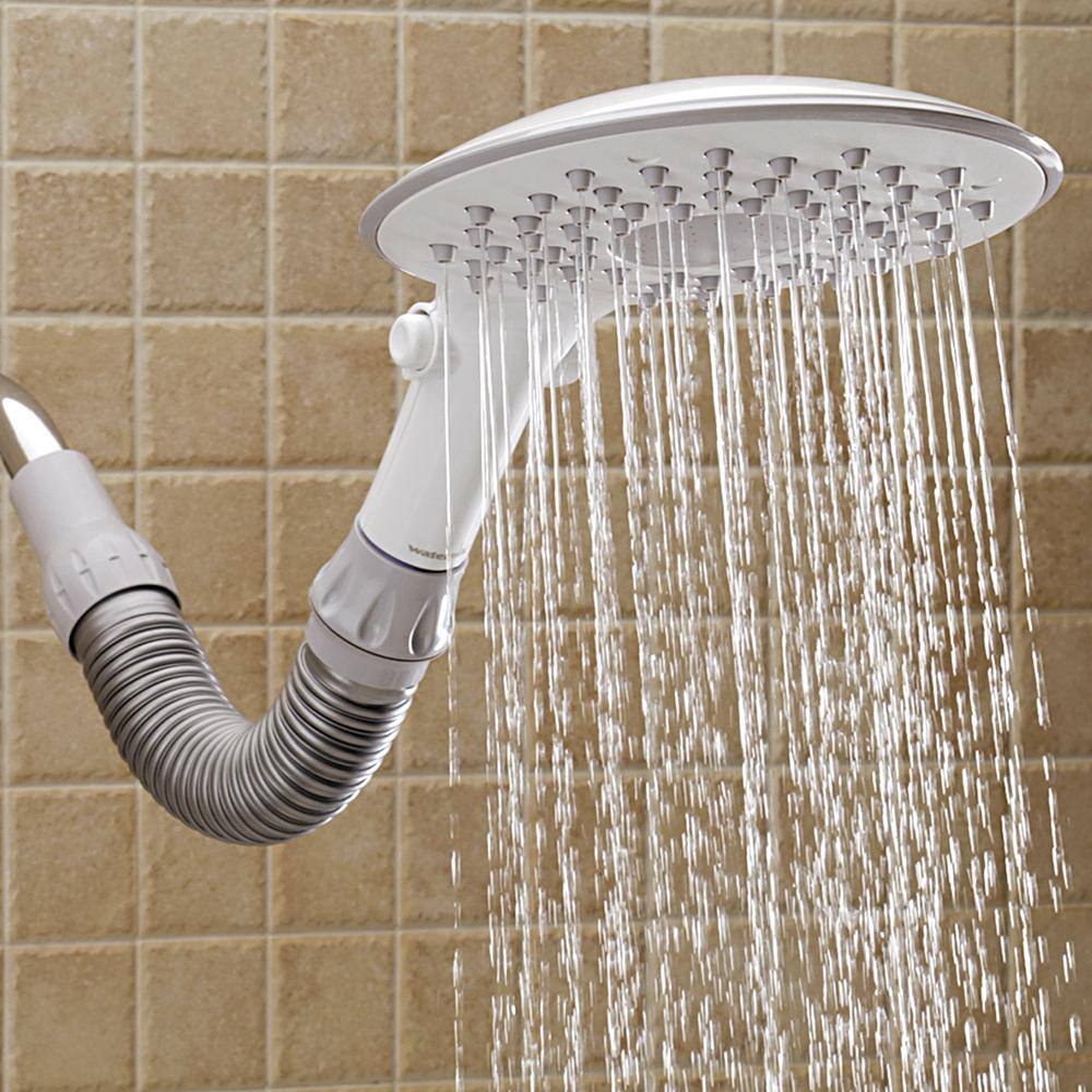 Waterpik 2-Spray 7.8 in. Single Wall Mount Fixed Rain Shower Head in White CF-201E