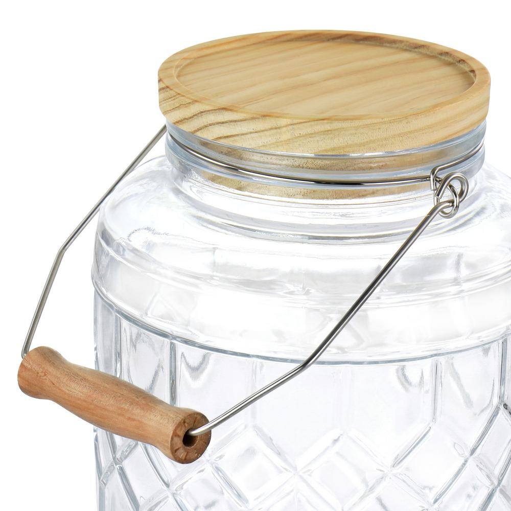 GIBSON HOME 146 fl. oz. Duval Glass Beverage Dispenser with Wooden Lid and Handle 985117163M