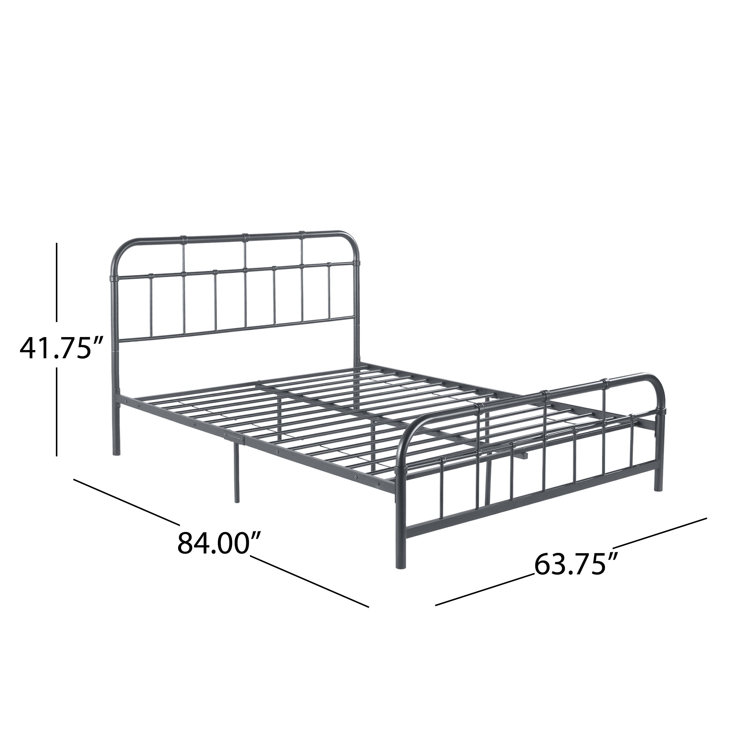 Sylvia Queen-Size Iron Bed Frame, Minimal, Industrial