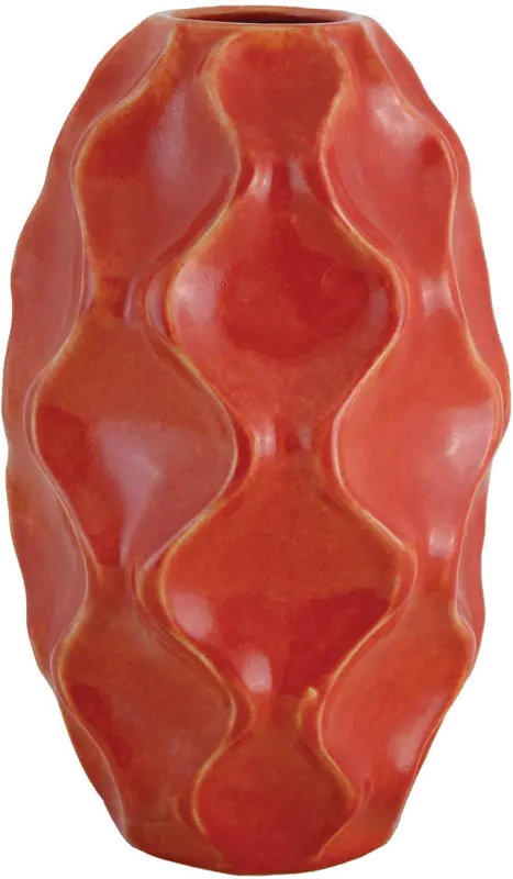 17 Inch Red-Orange Tall Ceramic Vase