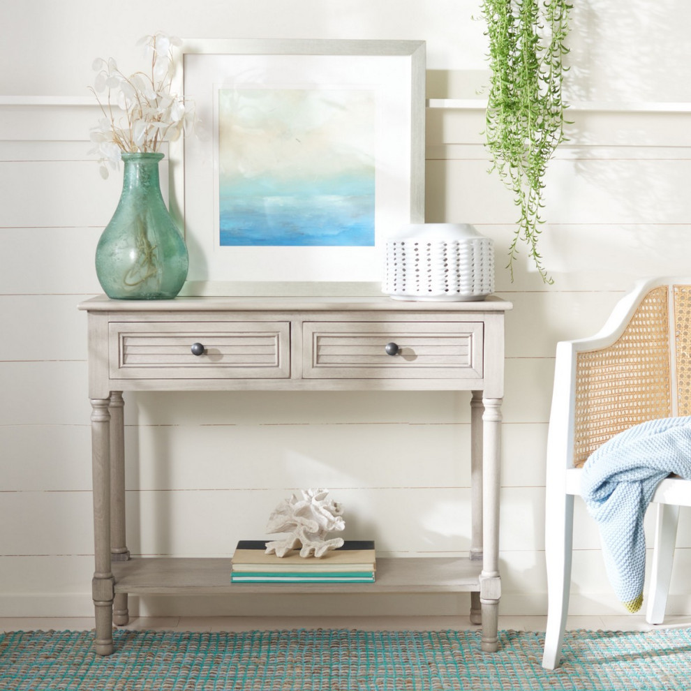 Piper 2 Drawer Console Table Greige   French Country   Console Tables   by AED Luxury Home Decor  Houzz