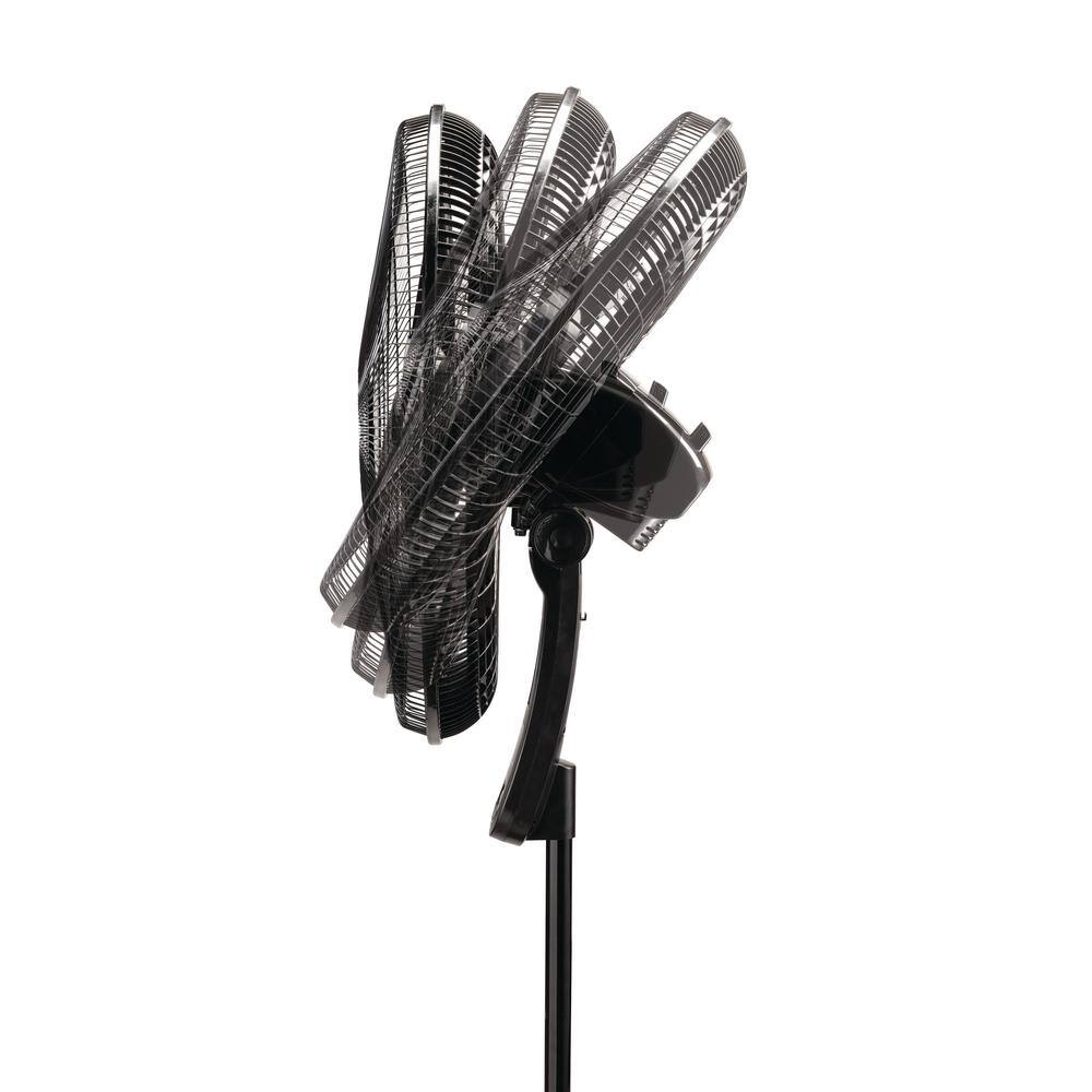 Lasko 20 in. 4 Speeds Pedestal Fan in Black with 90 Degrees Tilt Adjustment Adjustable Height Oscillating RemoteTimer S20625