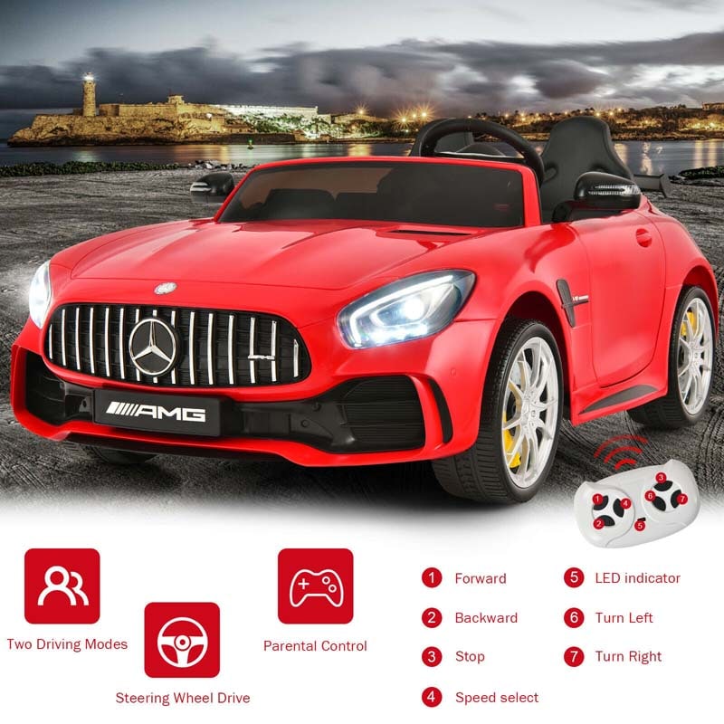 Licensed Mercedes Benz AMG GTR 2-Seater Ride-on Car 12V Battery Powered Vehicle Kids Riding Toy Car with Remote