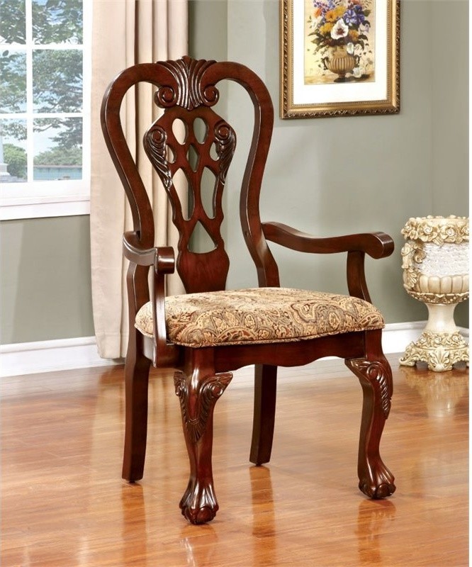 Furniture of America Wilson Wood Dining Arm Chair in Brown Cherry (Set of 2)   Traditional   Dining Chairs   by Homesquare  Houzz