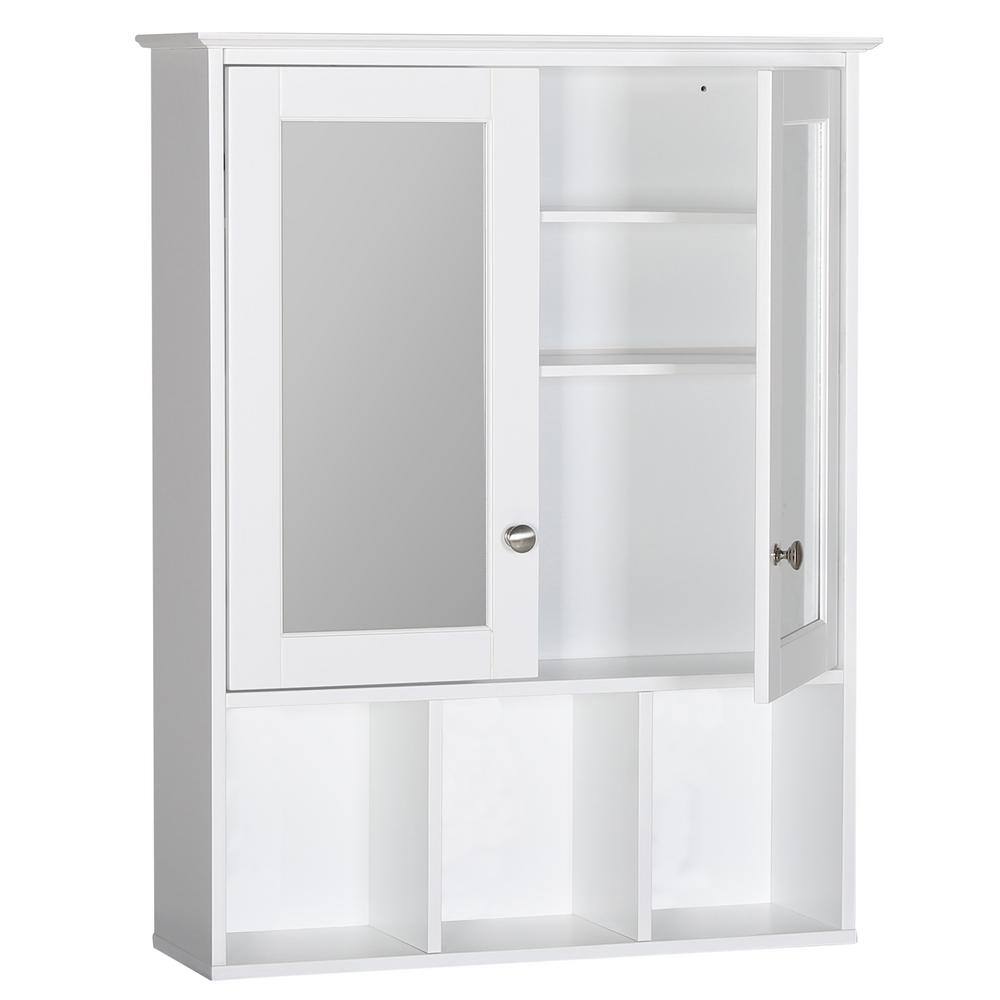 VEIKOUS 23.6 in. W Oversized Bathroom Medicine Cabinet Wall Mounted Storage with Mirrors and Adjustable Shelves White HP0902-01WH