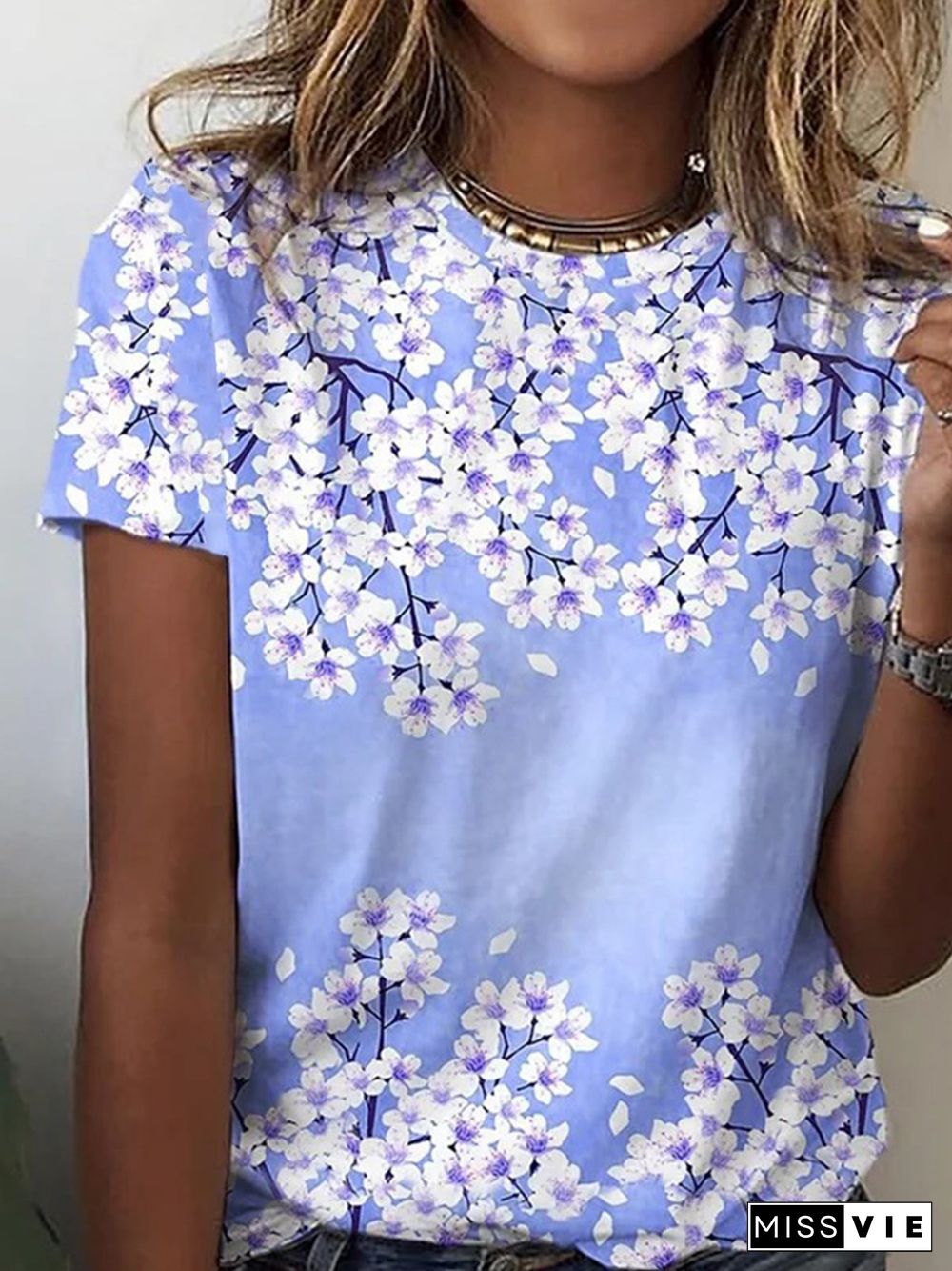 Floral Casual Short Sleeve Loosen T-Shirt