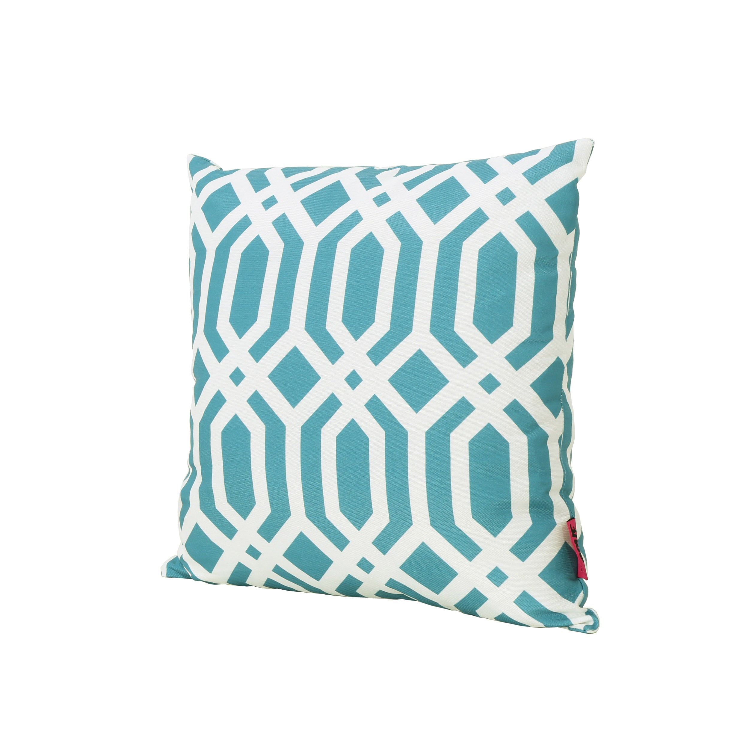 Raylan Indoor Dark Teal Arabesque Patterned Water Resistant Square Throw Pillow