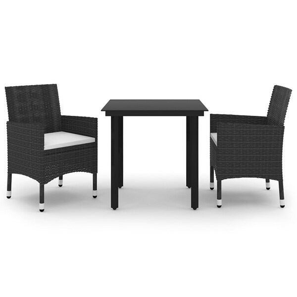 vidaXL Patio Dining Set Outdoor Table and Chair Set Poly Rattan and Glass