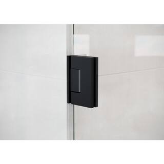 Glass Warehouse Illume 69.5 in. W x 78 in. H Wall Hinged Frameless Shower Door in Matte Black Finish with Clear Glass GW-WH-69.5-MB