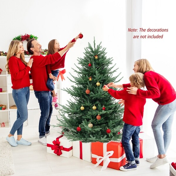 Gymax 6 FT Artificial Xmas Tree w/ 778 PVC PE Branch Tips 240 Warm