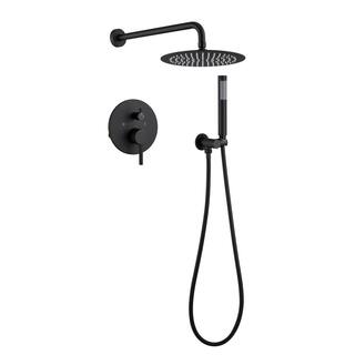 Boyel Living 1-Spray Patterns 10 in. Dual Shower Head and Handheld Shower Head in Matte Black BL0131-10MB