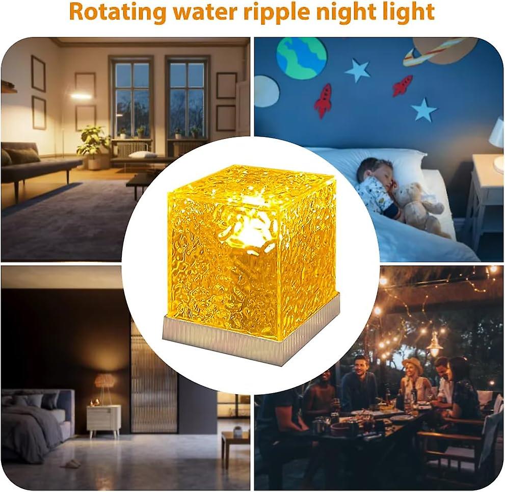 Ripple   Table Lamp  Gradual Acrylic   Rotating   Ripple Projection  For Bedroom