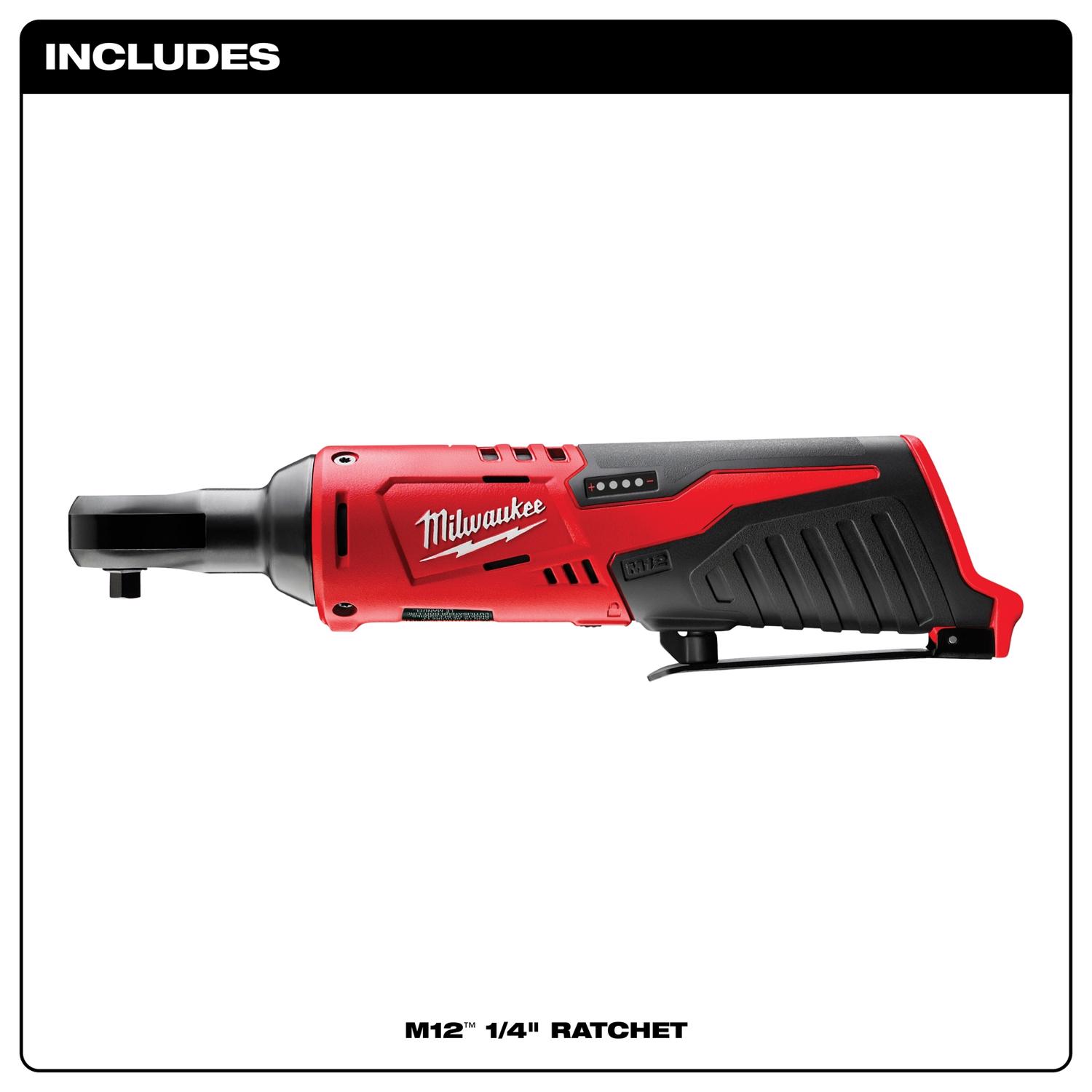 MW M12 12 V 1/4 in. Brushed Cordless Ratchet Tool Only