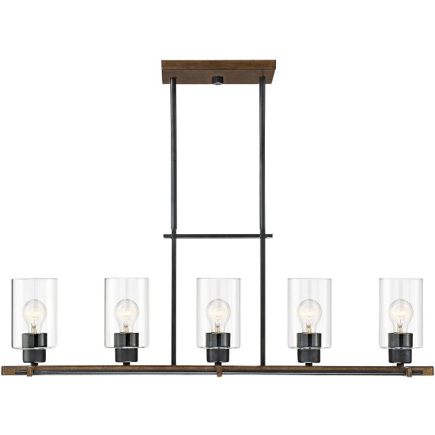 Wide Rustic Clear Glass 5 light Fixture For Dining Room Kitchen Island