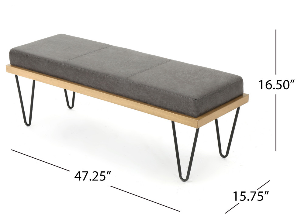 GDF Studio Elaina Industrial Modern Microfiber Bench   Midcentury   Upholstered Benches   by GDFStudio  Houzz