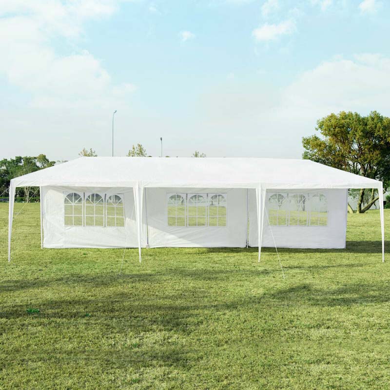 10 x 30 FT Outdoor Gazebo Canopy Tent Party Wedding Event Tent with 5 Removable Sidewalls