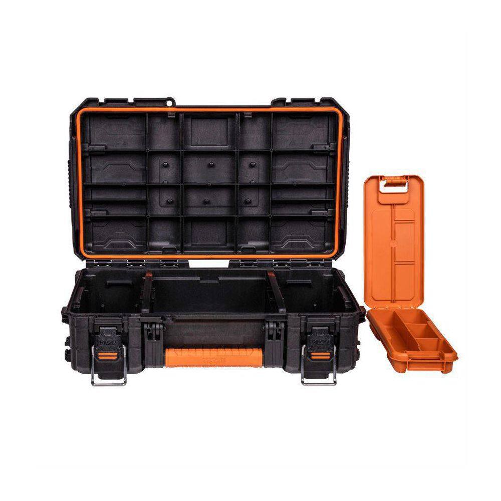 RIDGID 2.0 Pro 22 in. Gear System Rolling Tool Box and Tool Box and Tool Case 254065-254067-254069