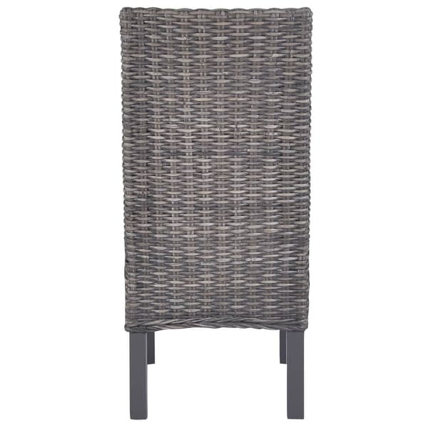 vidaXL Dining Chairs 2 pcs Brown Kubu Rattan and Mango Wood