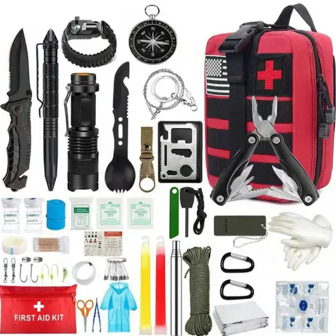 Professional Survival Gear Kit  with Tactical Molle pouch First Aid Kit For Travel Camping Hiking Emergency Outdoor Accessories