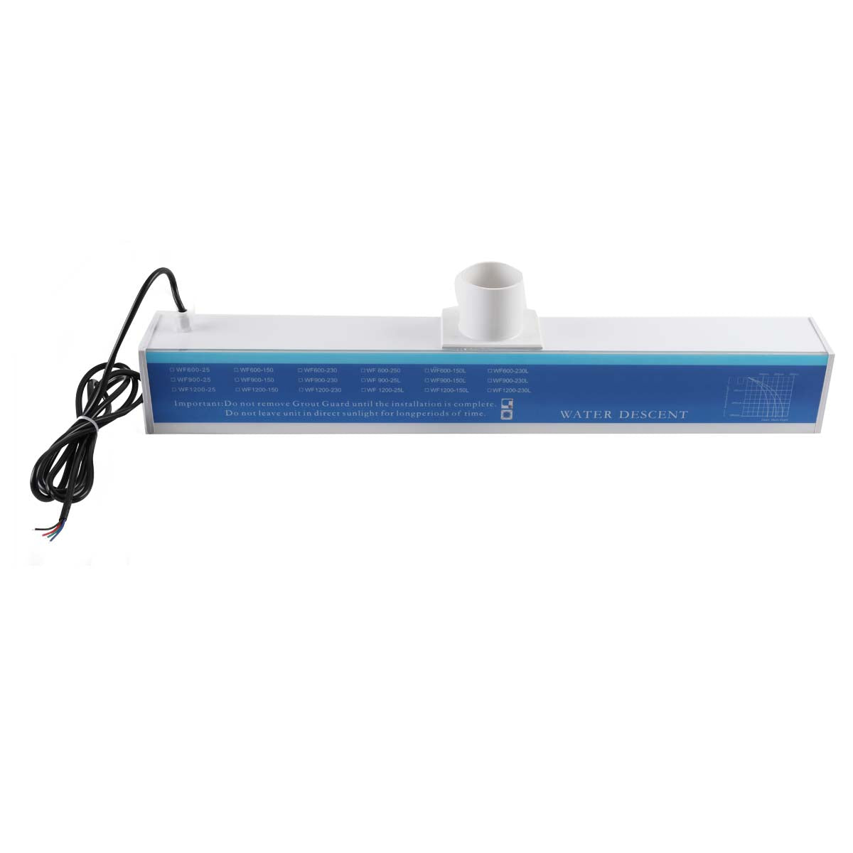 ECUTEE Pool Fountain with LED Strip Light 23.8 x 5.4 x 3 inch Rectangular Pool Waterfall Spillway for Garden