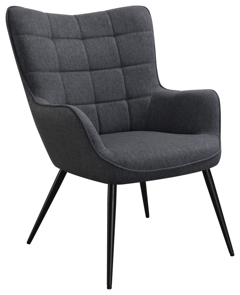 Isla Upholstered Flared Arms Accent Chair With Grid Tufted Accent Chair Grey   Modern   Armchairs And Accent Chairs   by Modon  Houzz