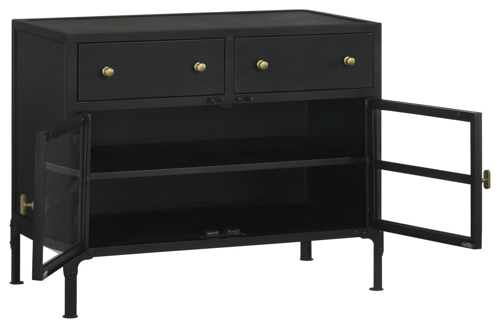 Sadler 2 drawer Accent Cabinet With Glass Doors Black   Modern   Accent Chests And Cabinets   by Modon  Houzz