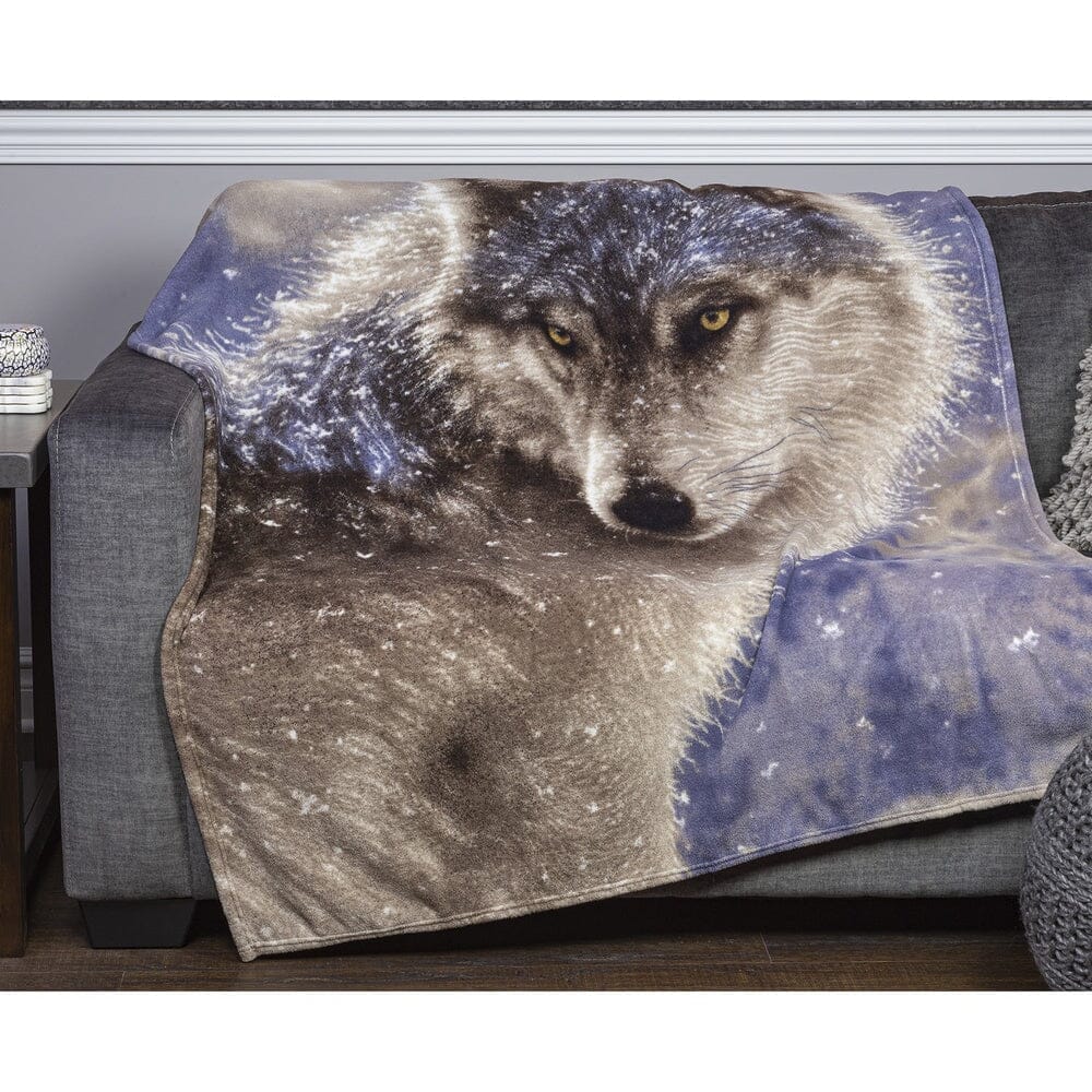 Lone Wolf Super Soft Plush Fleece Throw Blanket