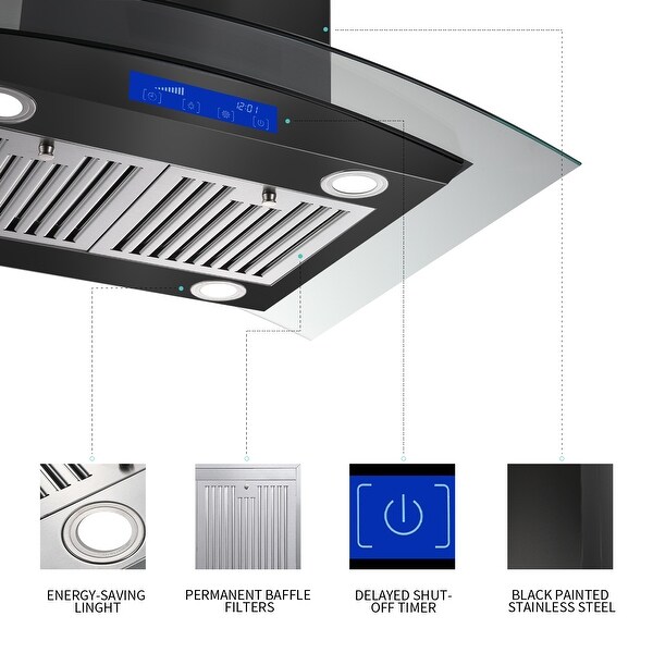 30 in. 700 CFM Ducted Wall Mounted Range Hood in Black with 4 LED Lights