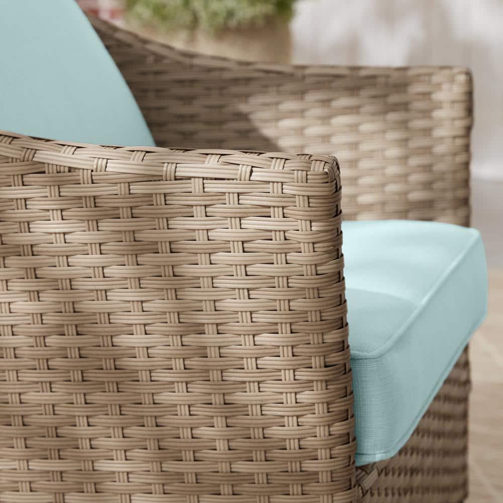 StyleWell Park Pointe 4Piece Wicker Patio Conversation Set with Seabreeze Cushions