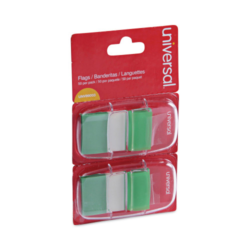 Universal Page Flags， Green， 50 Flags/Dispenser， 2 Dispensers/Pack (99003)