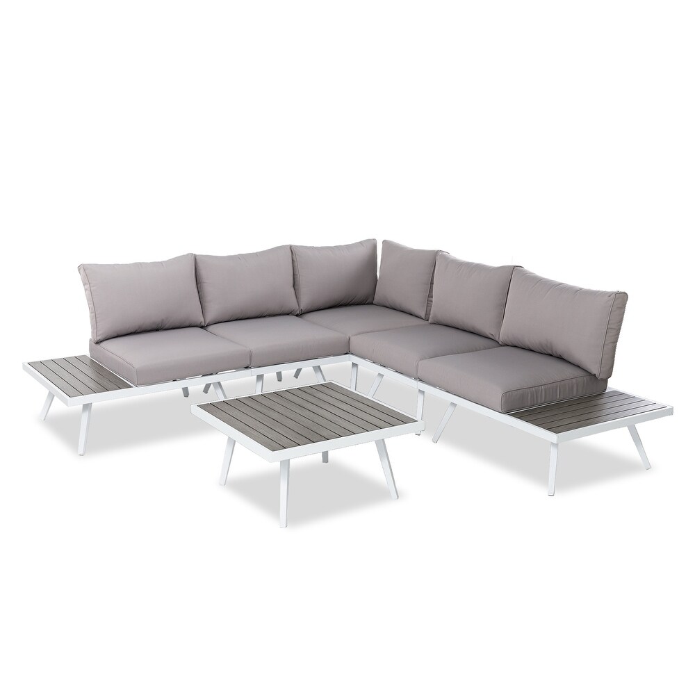 Glitzhome 6 Piece Outdoor Modern Aluminum Sectional Sofa Set