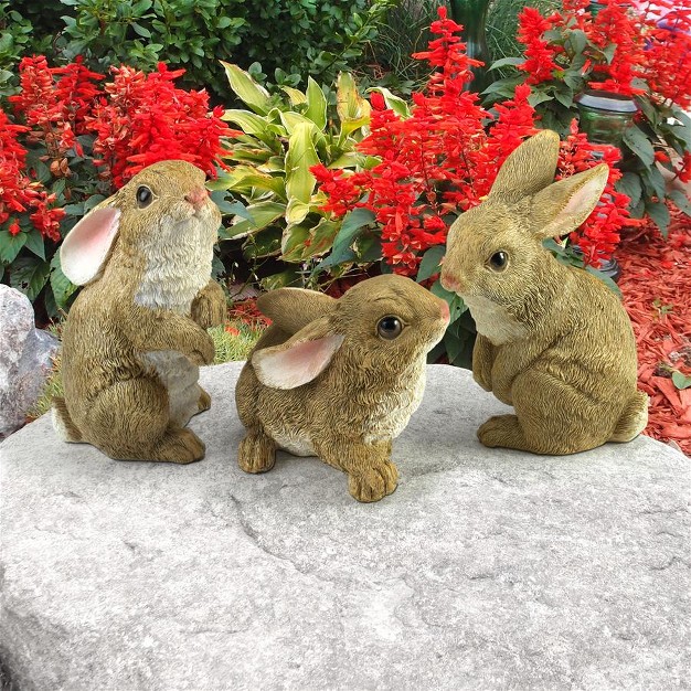 Design Toscano The Bunny Den Garden Rabbit Statues Set Of 3 Brown