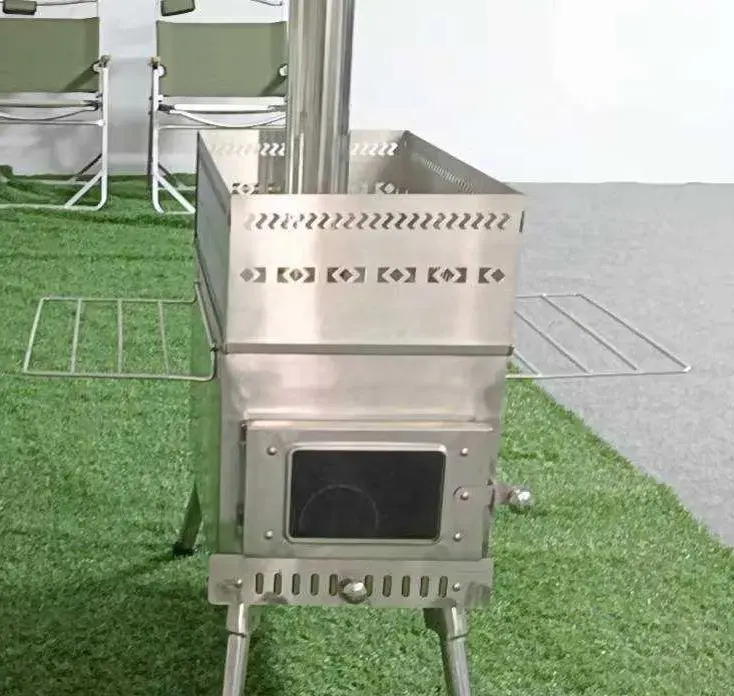 Modern Design Outdoor Multipurpose Folding Portable Wood Burning Camp Stainless Steel Stove with Small Stove