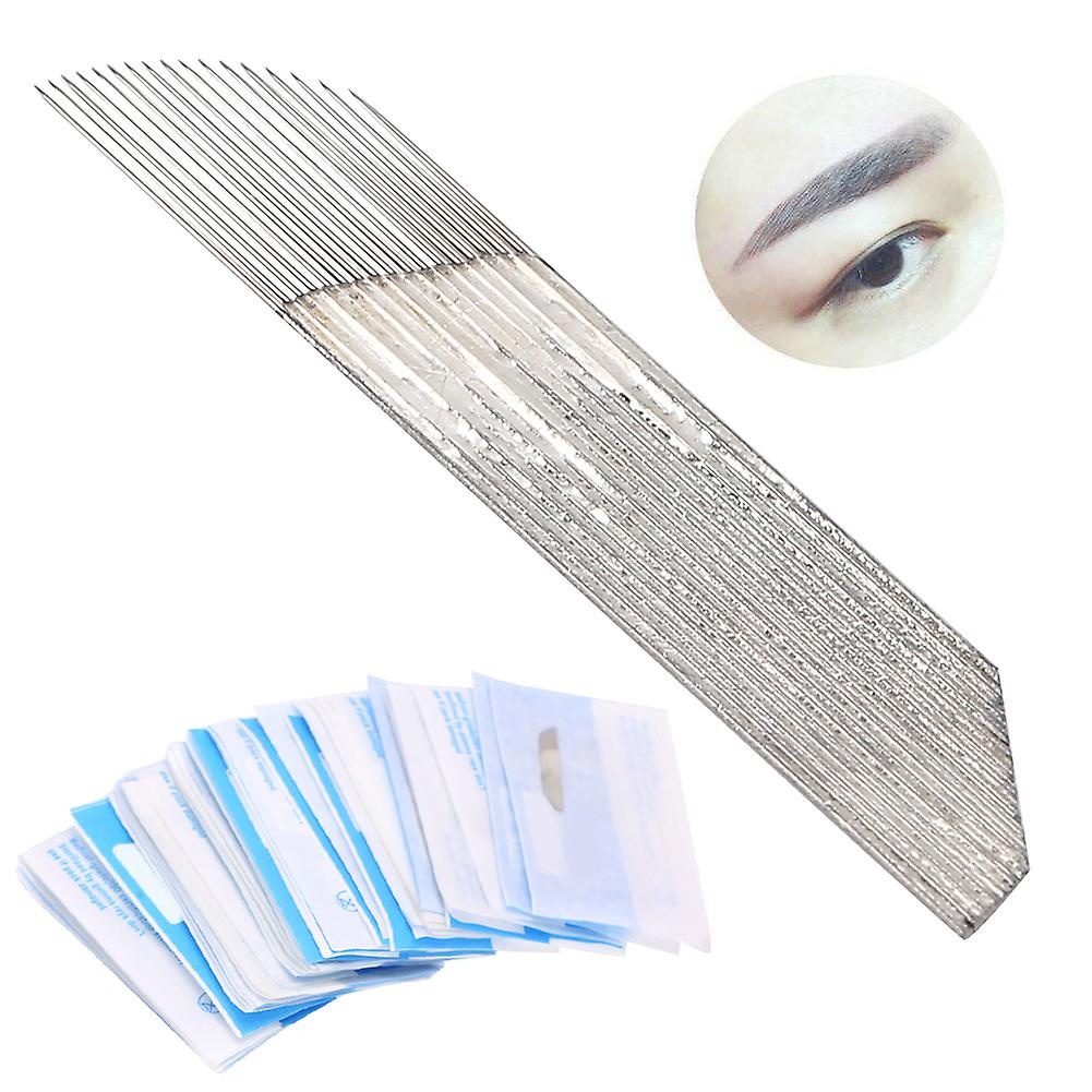 50pcs Tattoo Needle Microblading Eyebrow Tattoo Fast Coloring Needle Blade Accessorycurved Microblading 18 Pin