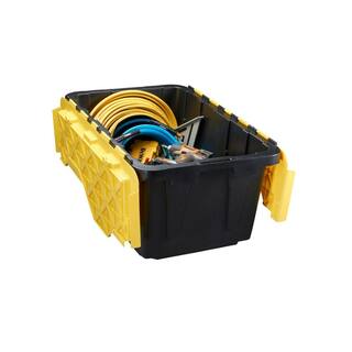 HDX 17 Gal. Flip Top Storage Tote in Black and Yellow 206151