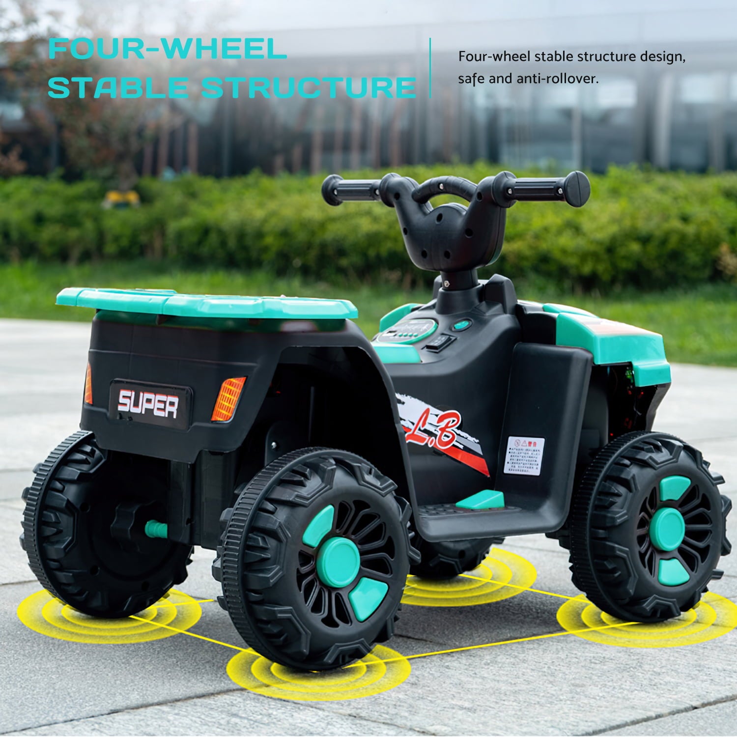 Cmgb 6V Electric Beach Car,ATV Electric Vehicles for kid,4-Wheeler Quad Car Toy,4.5 km/h Max Speed,with Radio.