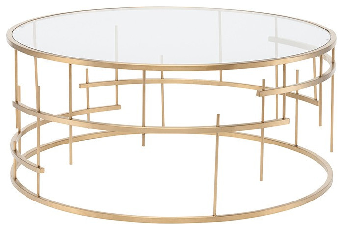 Benito Coffee Table Brushed Gold Base   Contemporary   Coffee Tables   by Peachtree Fine Furniture  Houzz