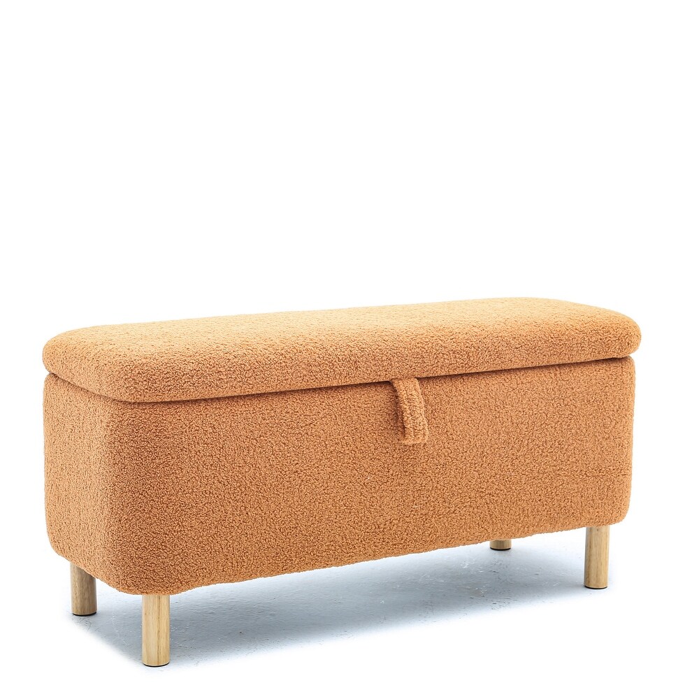 Boucle Upholstered Foot Stool Storage Bench / Entryway Benchs