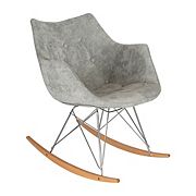 LeisureMod Willow Velvet Eiffel Base Rocking Chair - French Silver