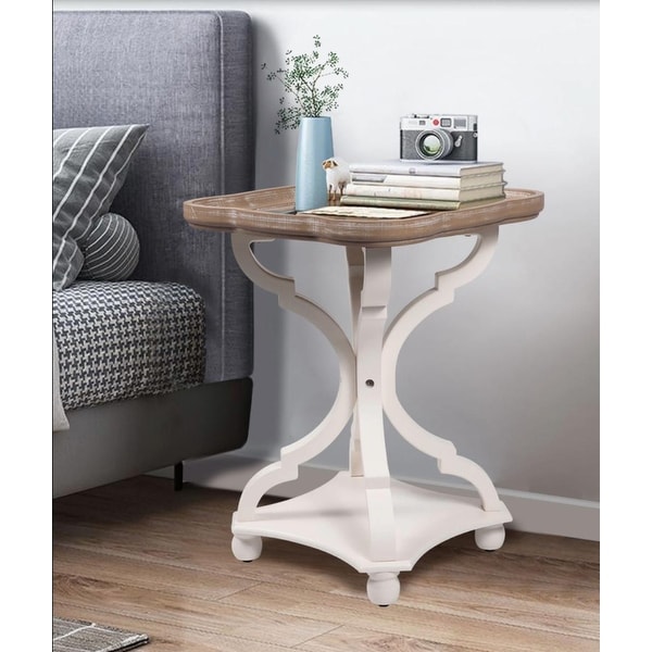 Farmhouse Solid Wood Distressed End Table Tray Table