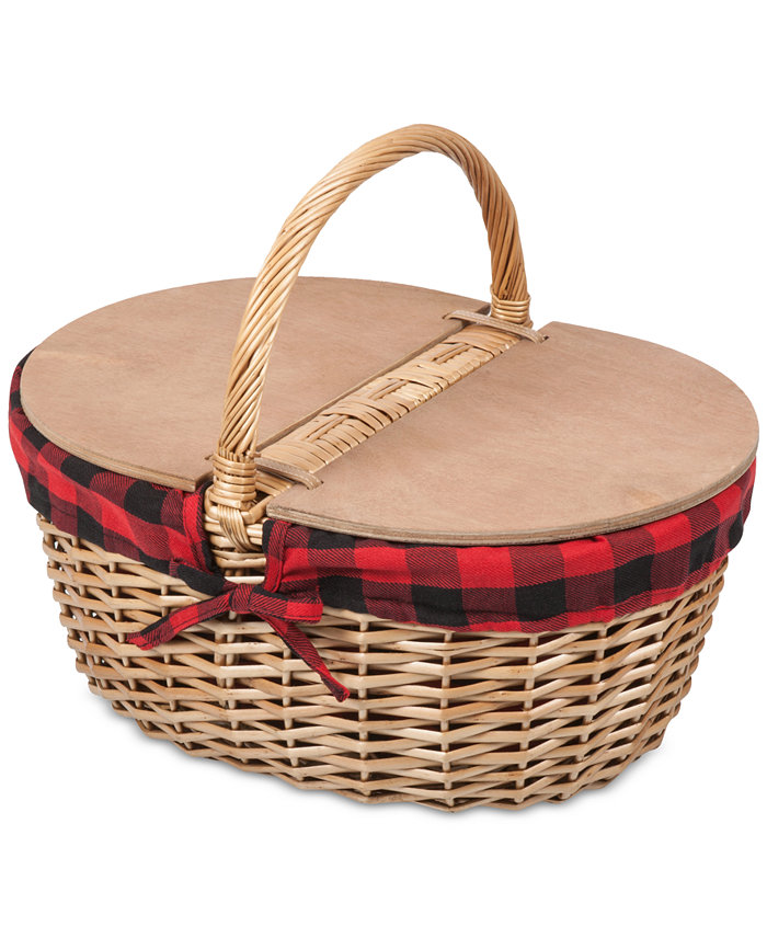 Picnic Time Country Red and Black Buffalo Plaid Picnic Basket