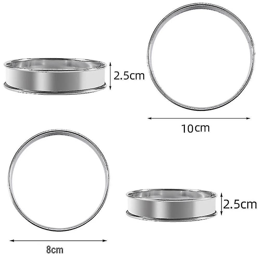 10/5/2pcs Stainless Steel Double Rolled Baking Circle Tart Ring Fruit Pie Cake Cookie Molds 10cm 8cm For Kitchen Biscuit Pastry