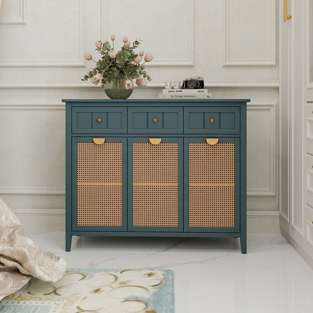 Rattan 3 Door 3 Drawer Cabinet