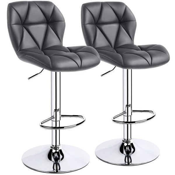 Modern Adjustable Faux Leather Swivel Bar Stool Armless， 2pcs