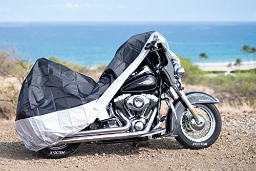 XYZCTEM All Season Black Waterproof Sun Motorcycle Cover，Fits up to 116