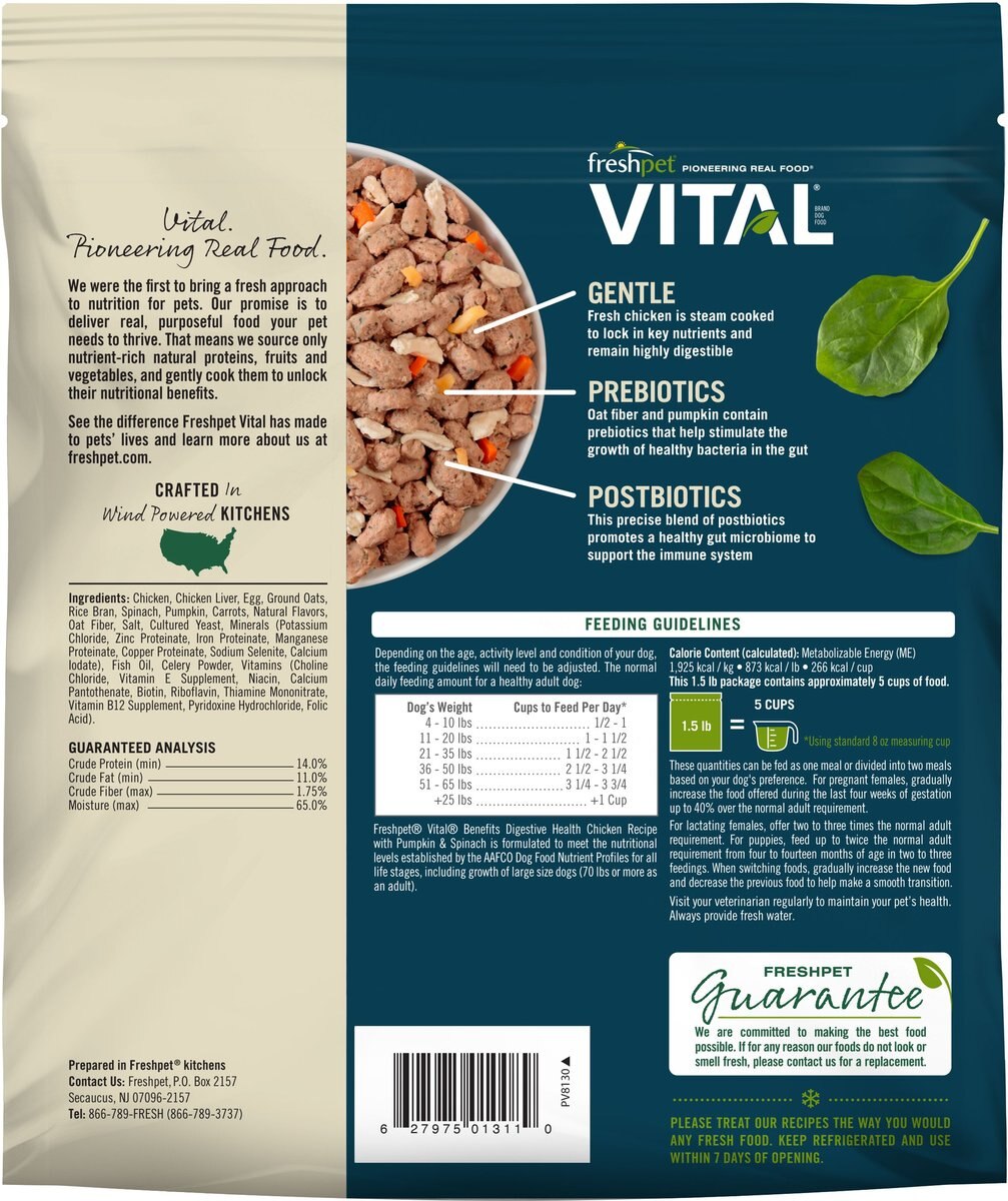 Freshpet Vital Benefits Digestive Health Fresh Dog Food