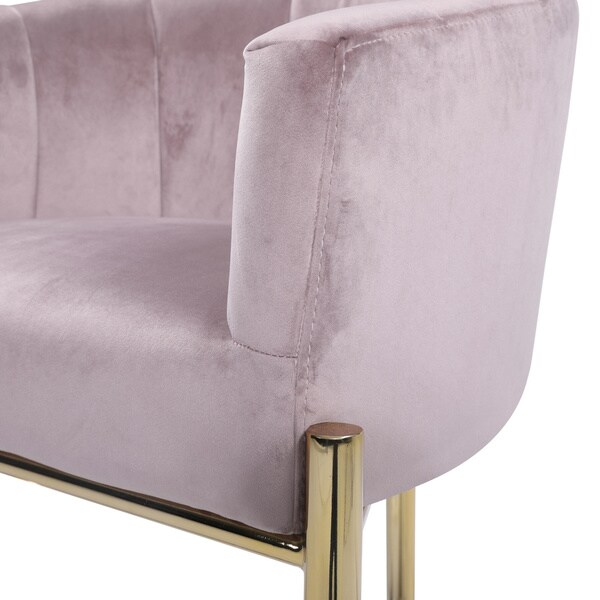 Silver Orchid Beavers Velvet Upholstered Shelter Arm Bar Stool