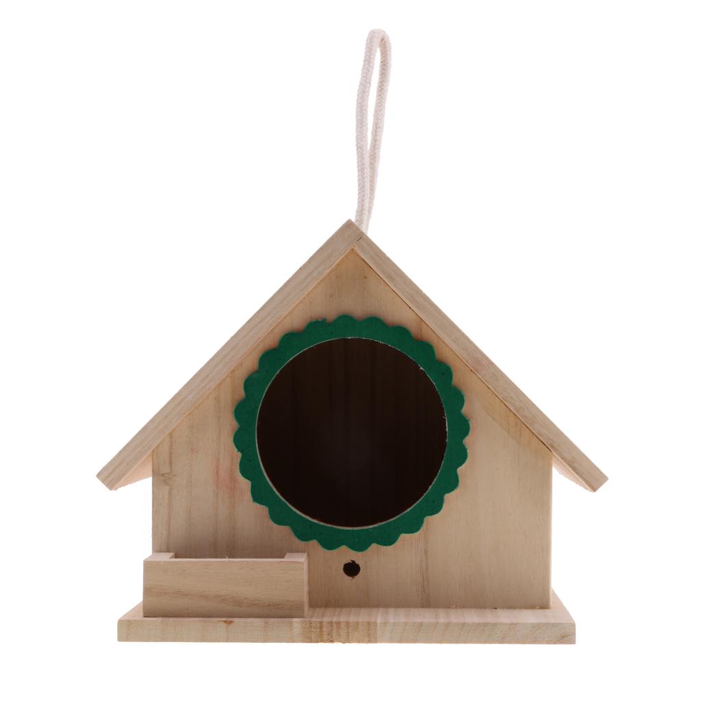 Natural Wooden Birdhouse， Small ing Birdhouse Outdoor， Garden Patio Decorative Bird House for Sparrow Hummingbird Finch Wren Swallows - Green