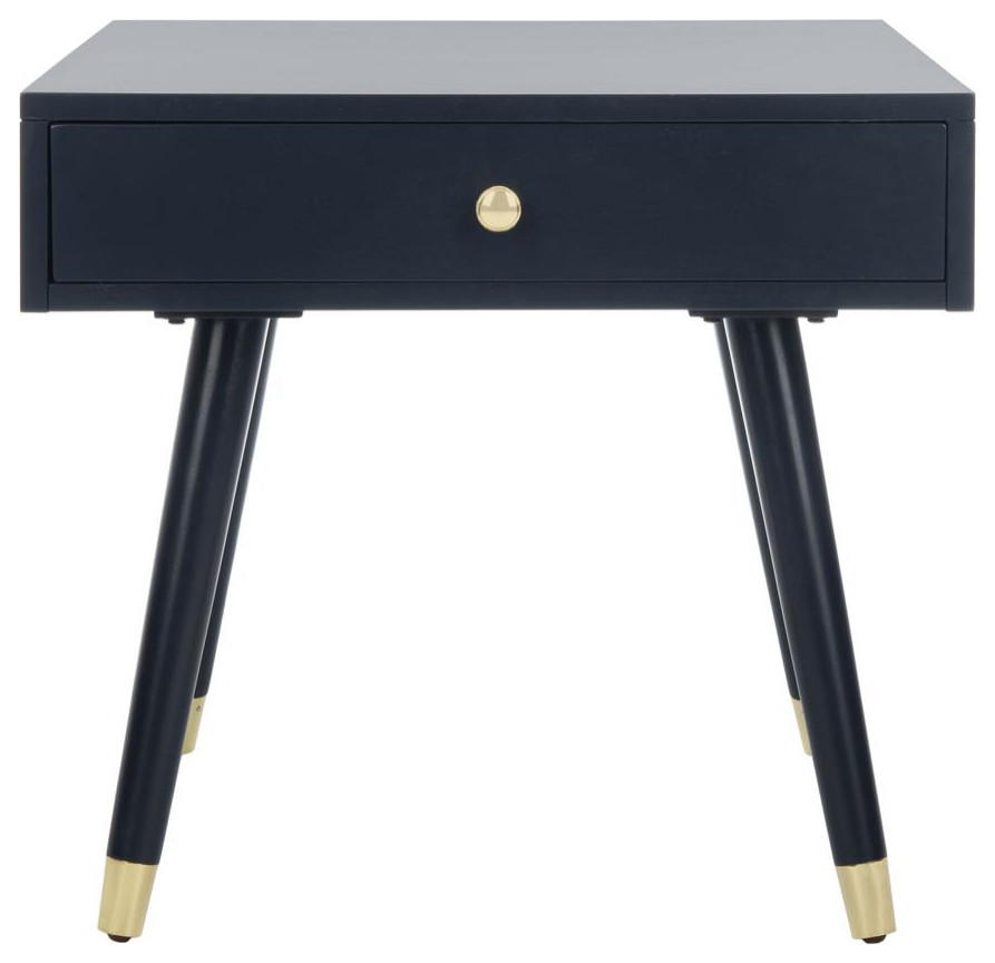 Levinson Gold Cap End Table  Navy   Midcentury   Side Tables And End Tables   by BisonOffice  Houzz