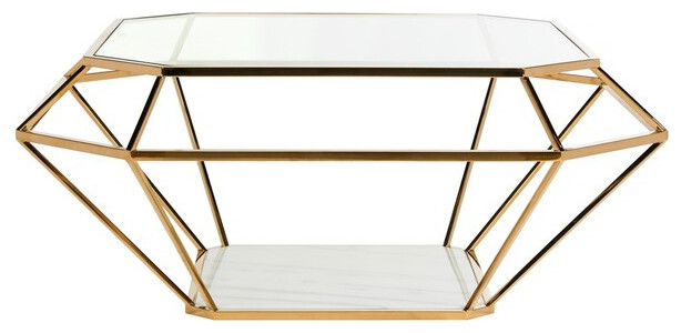 Abena Geometric Coffee Table Gold Safavieh   Contemporary   Coffee Tables   by Safavieh  Houzz